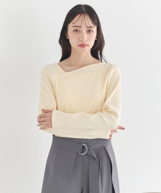 earth music&ecology アシメネックリブプルオーバー Light Yellow