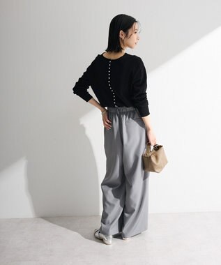 Green Parks パール調ボタン付き２ＷＡＹニットプルオーバー Black