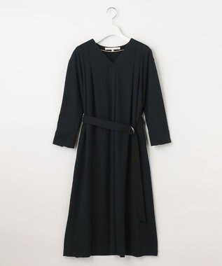 自由区 【洗える】アムンゼンジャージー Vネックワンピース ネイビー系