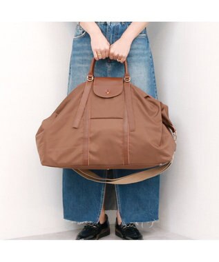 UNBILLION ペルケ perche / ナイロン×牛革かぶせジェムストーン2wayボストンバッグ ブラウン