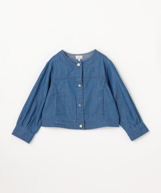 組曲 KIDS 【110-140㎝】 フラワーボタンデニムジャケット ネイビー
