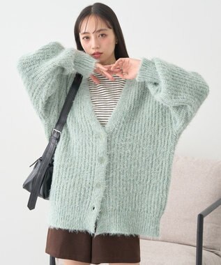 earth music&ecology 【予約】カラーミックスシャギーカーディガン ミント