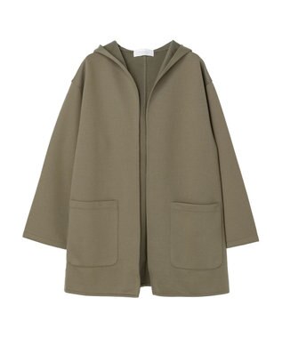 Green Parks ポンチフード付きカットカーディガン Gray Beige