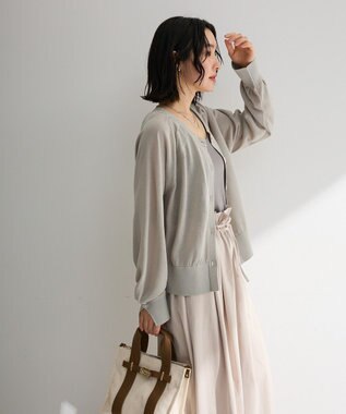 Green Parks 【しのばせカーデ】ポケッタブルＵＶカットニットカーディガン Light Gray