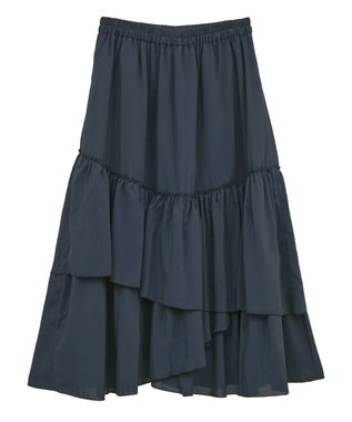 earth music&ecology ティアードヘムフレアスカート Navy