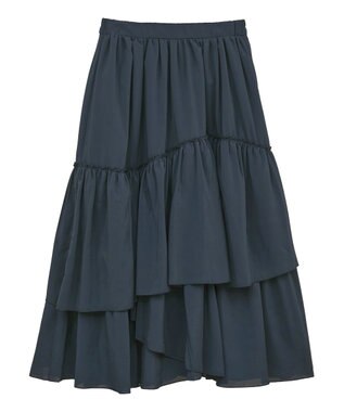earth music&ecology ティアードヘムフレアスカート Navy