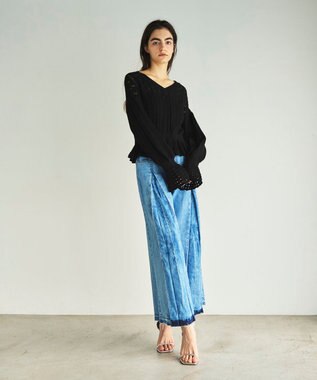 GRACE CONTINENTAL レース編ルーズニットトップ ブラック