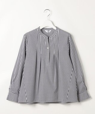J.PRESS LADIES L 【WEB限定カラーあり】コンパクトエステネージュ スキッパー ブラウス ネイビーギンガム系