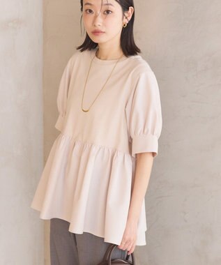 AMERICAN HOLIC 異素材切替ペプラムプルオーバー Light Beige