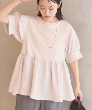 AMERICAN HOLIC 異素材切替ペプラムプルオーバー Light Beige