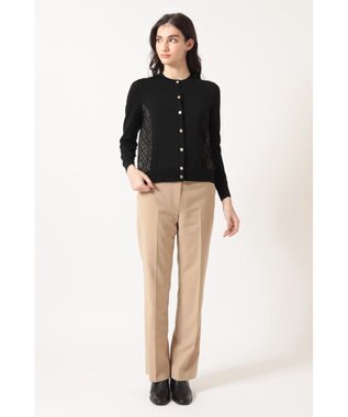 DAKS レースパネルコンビ カーディガン ブラック