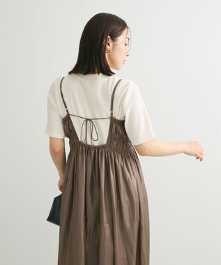 Green Parks レザー風キャミワンピース Gray Beige