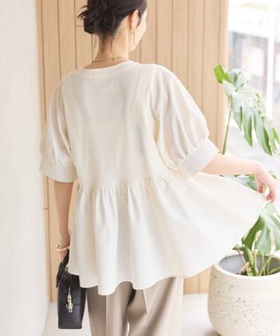 AMERICAN HOLIC 異素材切替ペプラムプルオーバー Ivory