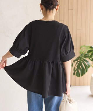 AMERICAN HOLIC 異素材切替ペプラムプルオーバー Black