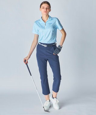 FILA GOLF／marie claire 【marie claire SPORT】小花柄ハーフジップ半袖シャツ ブルー