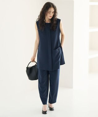 #Newans ロングシャツベスト ネイビー