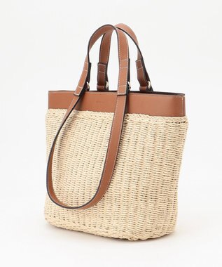 LA BAGAGERIE 【maison vert】 【ペーパー素材・多収納】ダブルハンドルかごバッグ キャメル