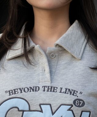 WEGO 襟付きグラフィックショートスウェット 杢グレー