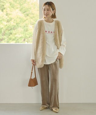 AMERICAN HOLIC ベイカーベロアパンツ Gray Beige