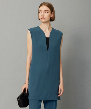 ICB L 【WEB限定カラーあり・洗える】 ライトダブルクロス べスト ダルブルー系