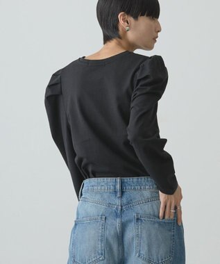 AMERICAN HOLIC ミニ裏毛ショルダータックプルオーバー Black