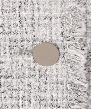 ICB ライトブッチャーツイード ノーカラージャケット ライトグレーミックス