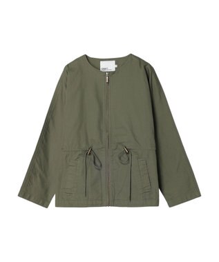 CRAFT STANDARD BOUTIQUE コットンギャバジンノーカラーＺＩＰブルゾン Khaki