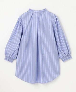 ANY L 【接触冷感/UVカット/抗菌防臭/速乾】エニイファンクション シャーリングブラウス ブルーランダムストライプ