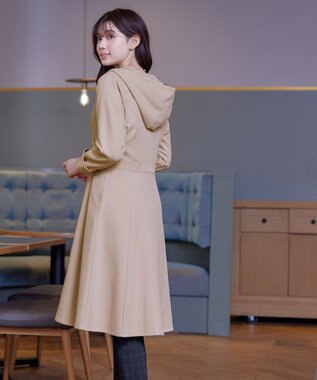 Tiaclasse L 【新色追加・洗える】フーデッドフレアコート グレージュ