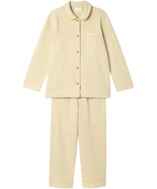 une nana cool 【綿混】カジュアルスラブツィード 長袖開襟パジャマ ベージュ