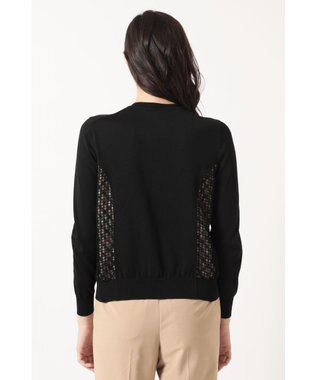 DAKS レースパネルコンビ カーディガン ブラック