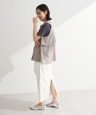 Green Parks イージーケアバックフリルジレ Gray Mixture