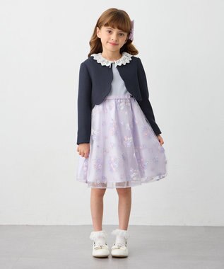 ANY KIDS 裾スカラップノーカラージャケット ネイビー