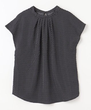 ANY 【洗濯機可能】プリントブラウス ネイビー幾何