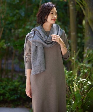 J.PRESS LADIES カシミヤ グレンチェック ストール グレー系3