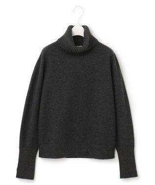 ICB L ミルドウール オフタートルプルオーバー チャコール系