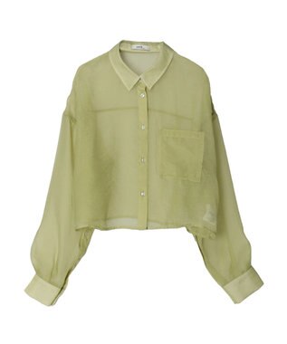earth music&ecology ソデスリットクロップドシャツ Lime Green