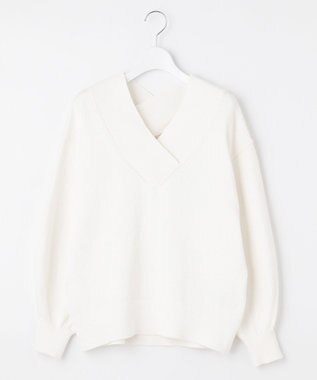 自由区 【XSサイズ～/洗える】コットンブレンドコード Vネックニット アイボリー系