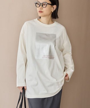 AMERICAN HOLIC ボックス箔プリントロングTシャツ Off White
