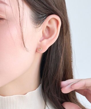 Phoebe 〈オンワード限定セット〉ラッキーホースシューピアス×シャインベゼルセッティングネックレス ゴールド