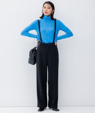 23区 【洗える】ストレッチダブルクロス サスペンダーパンツ ブラック系