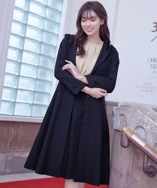 Tiaclasse L 【新色追加・洗える】フーデッドフレアコート ネイビー