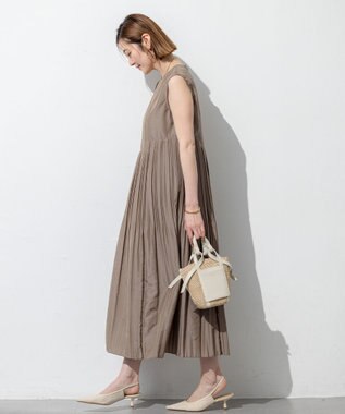 23区 【洗える】プリーツコンビ ワンピース モカ系