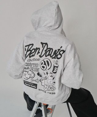 WEGO 【ユニセックス着用ITEM/MLサイズ展開】別注BENDAVISグラフィックジップパーカー アッシュグレー