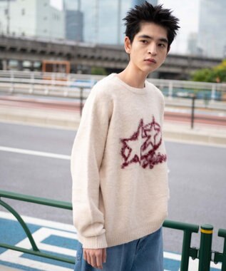 WEGO 【ユニセックス着用ITEM/MLサイズ展開】シャギーグラフィックプルオーバー ホワイト