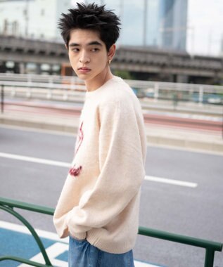 WEGO 【ユニセックス着用ITEM/MLサイズ展開】シャギーグラフィックプルオーバー ホワイト