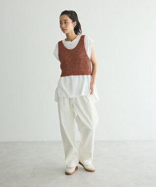 CRAFT STANDARD BOUTIQUE ワッフル編み短丈ニットベスト Bordeaux