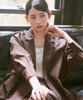 earth music&ecology 配色レイヤードタンクトップ Gray Beige