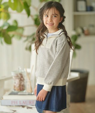 組曲 KIDS 【150-160cm】セーラージップ トップス オートミール系