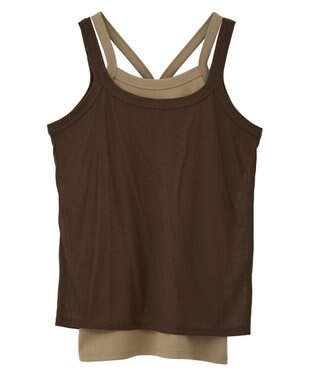 earth music&ecology 配色レイヤードタンクトップ Brown